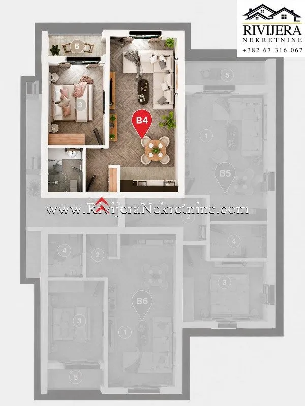 Sale, one bedroom apartment, 50m², Radanovići, Kotor