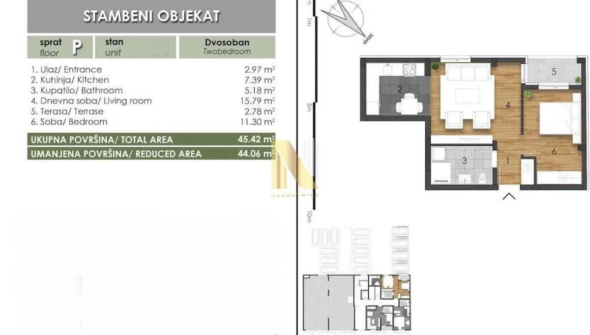 Prodaja, dvosoban stan, 45m², Telep, Novi Sad Sve Podlokacije