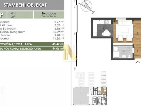 Prodaja, dvosoban stan, 45m², Telep, Novi Sad Sve Podlokacije