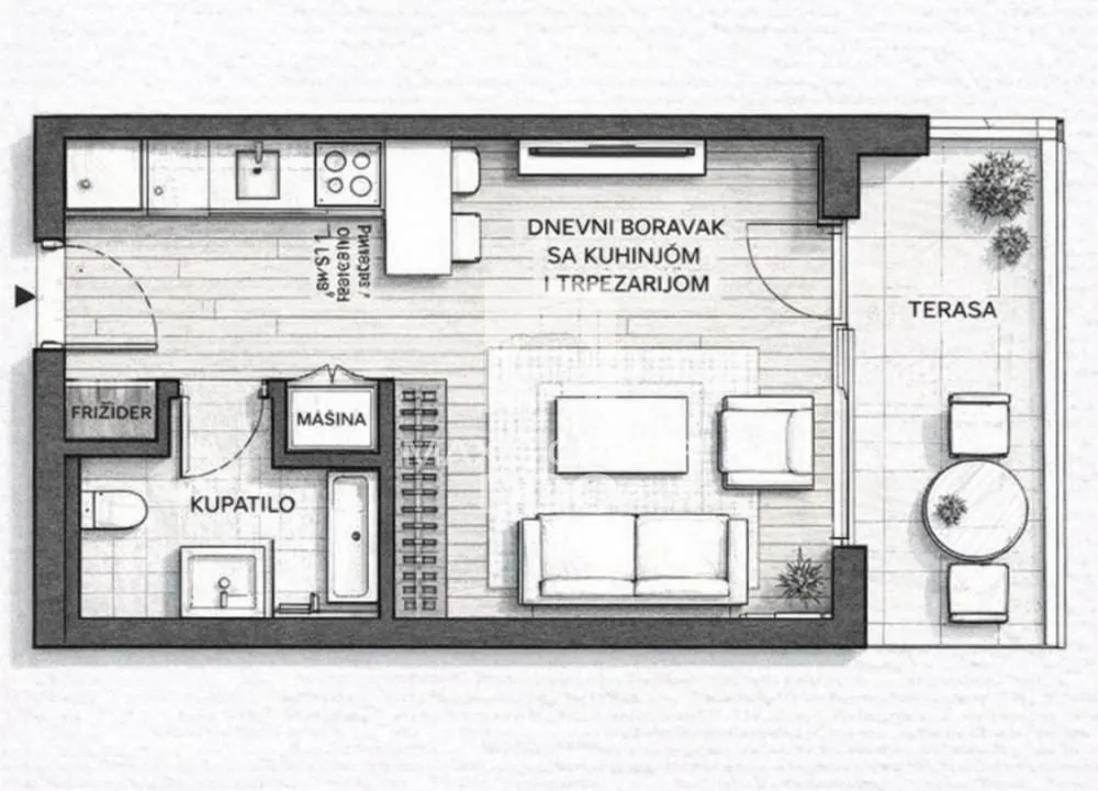 Sale, two bedroom apartment, 41m², Savski Venac, Beograd