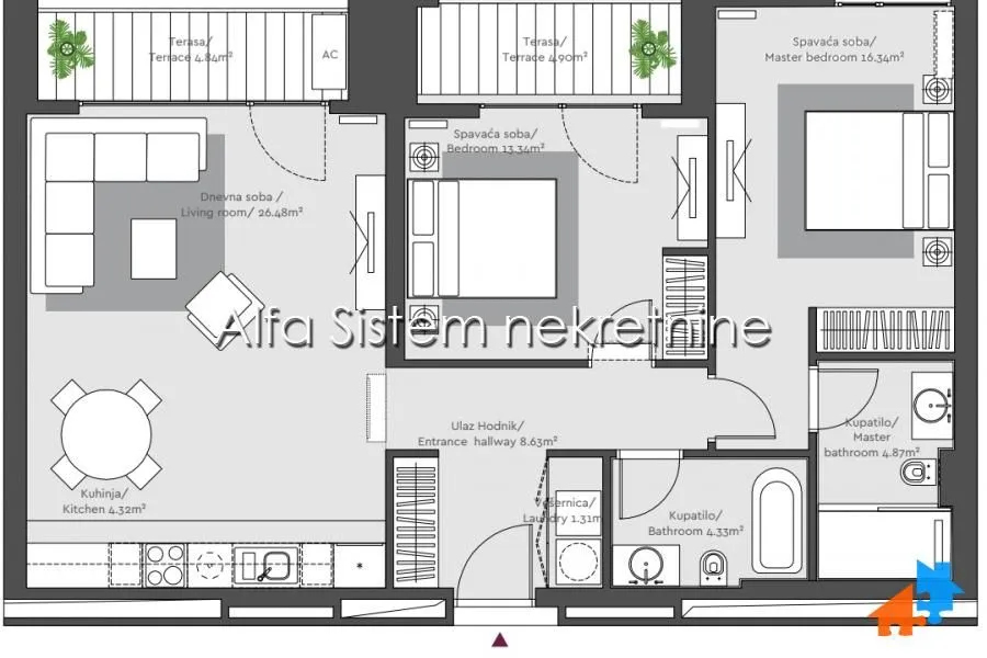 Izdavanje, trosoban stan, 88m², Savski Venac, Beograd