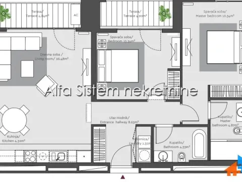 Rent, three bedroom apartment, 88m², Savski Venac, Beograd - image 10