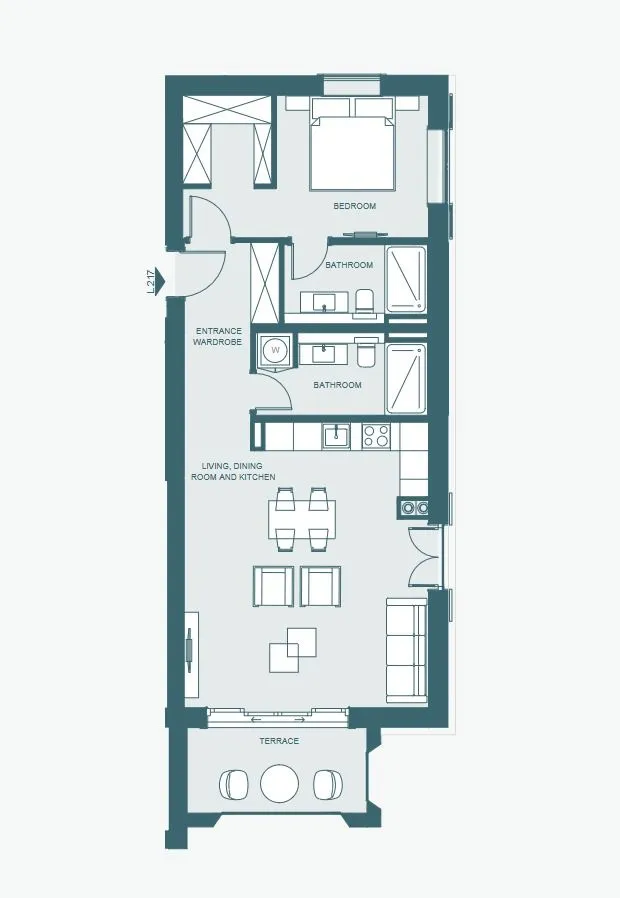 Prodaja, jednosoban stan, 73m², Luštica Bay, Tivat