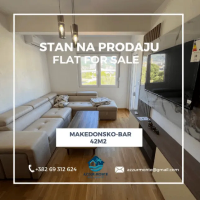 Prodaja, jednosoban stan, 42m², Makedonsko naselje, Bar