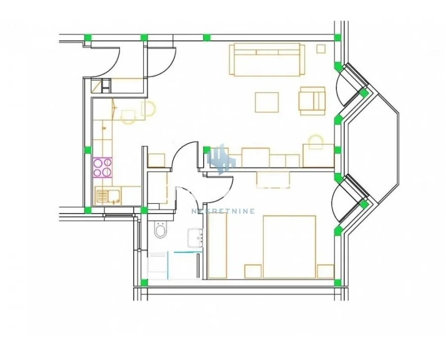 Rent, two bedroom apartment, 52m², Savski Venac, Beograd