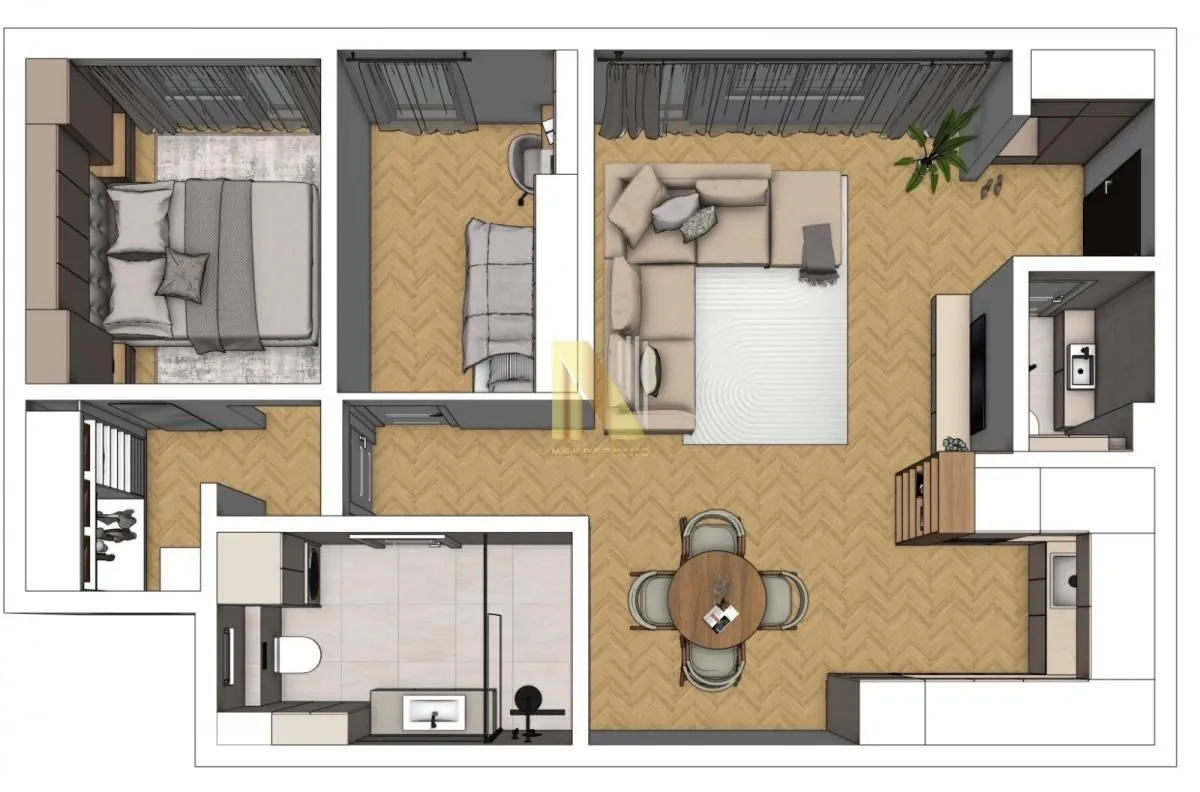 Rent, three bedroom apartment, 63m², Stari grad, Novi Sad