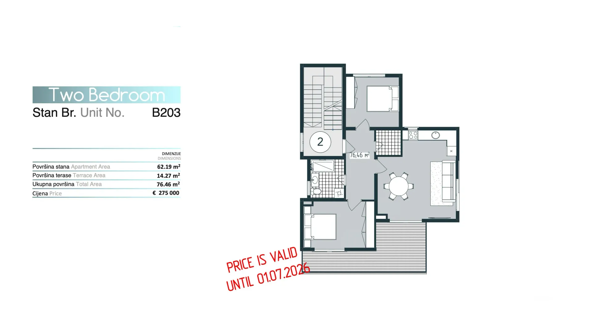 Sale, two bedroom apartment, 57m², Donja Lastva, Tivat