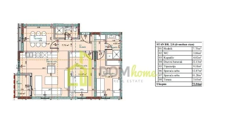 Prodaja, trosoban stan, 74m², Donja Gorica, Podgorica