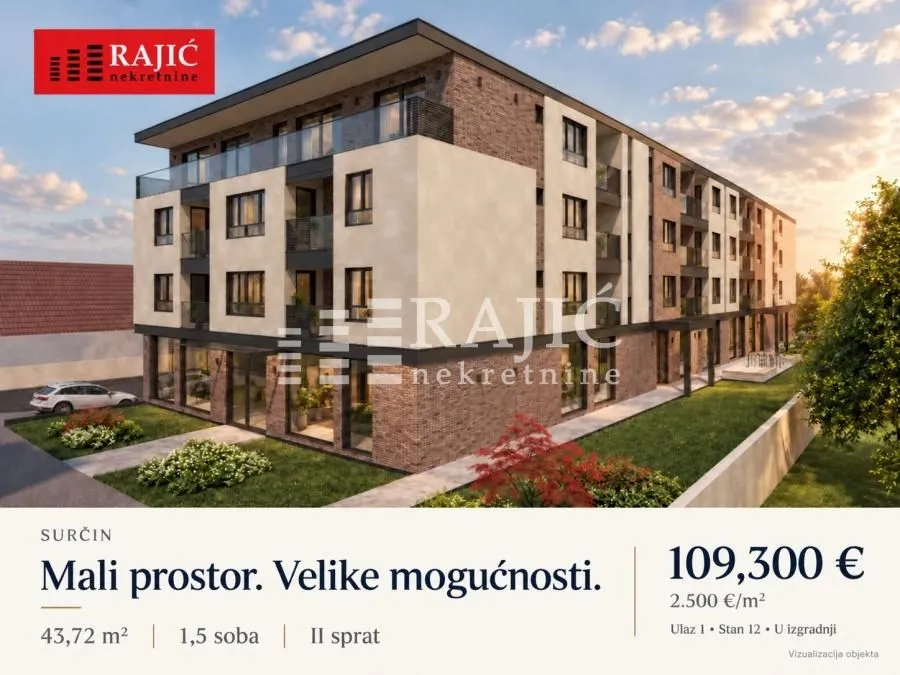 Prodaja, jednosoban stan, 44m², Surčin, Beograd