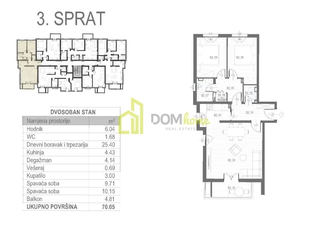 Prodaja, dvosoban stan, 70m², Tološi, Podgorica