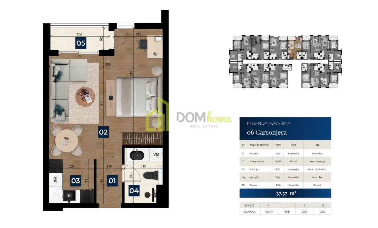Prodaja, garsonjera, 37m², Zabjelo, Podgorica