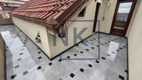 Spacious tiled terrace with a pitched roof and entrance door. - image 8