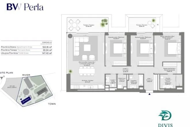 Sale, four bedroom apartment, 147m², Beograd Na Vodi, Beograd