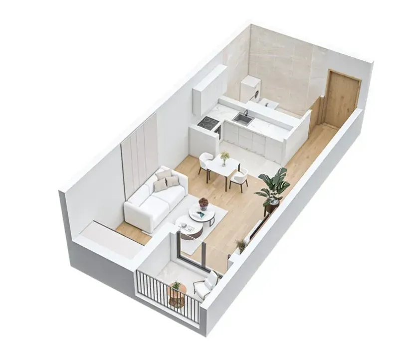 Sale, studio apartment, 31m², Stari Aerodrom, Podgorica