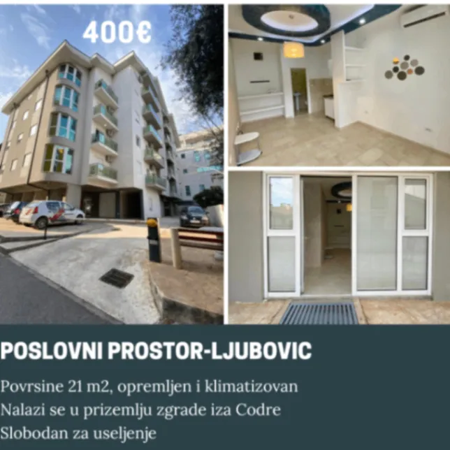 Izdavanje, poslovni prostor, 21m², Ljubović, Podgorica