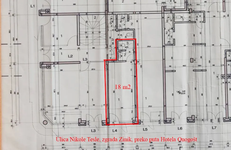 Architectural floor plan with marked area.