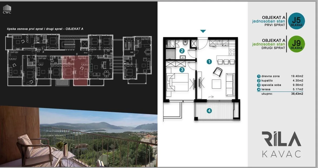 Sale, two bedroom apartment, 38m², Kavač, Kotor