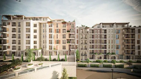 Spoljašnji izgled moderne stambene zgrade sa uređenim dvorištem. - image 6