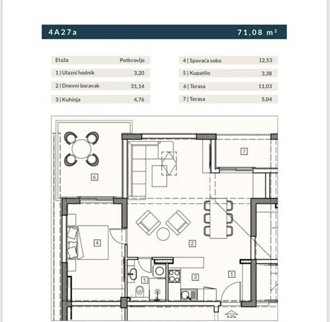 Floor plan of the apartment showing room layout and square footage.