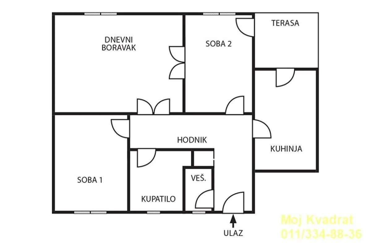 Sale, two bedroom apartment, 57m², Savski Venac, Beograd