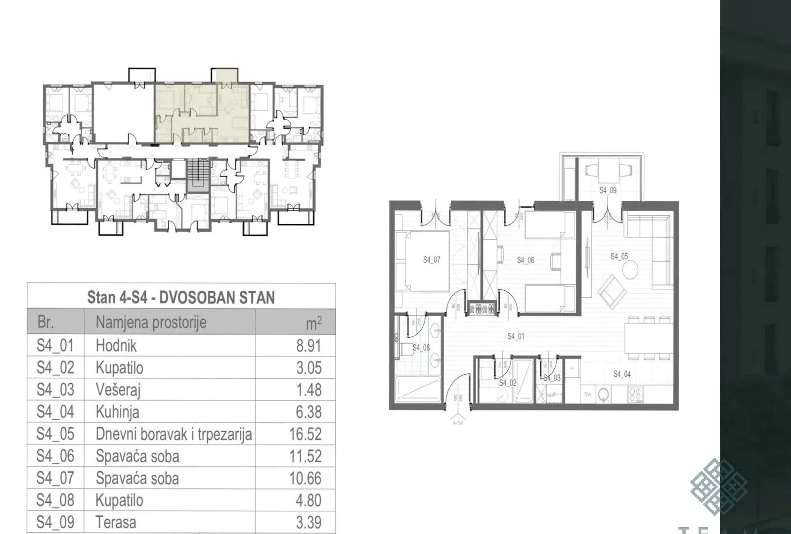 Prodaja, dvosoban stan, 67m², Tološi, Podgorica