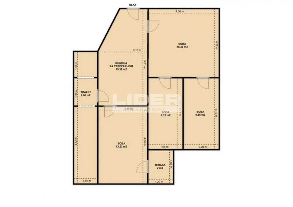 Sale, four bedroom apartment, 77m², Skadarlija, Beograd
