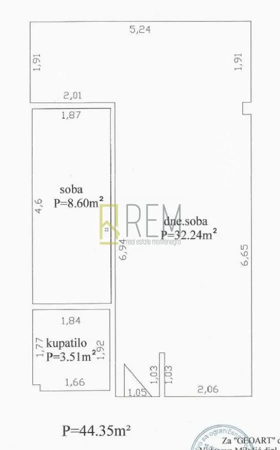 Sale, one bedroom apartment, 44m², Centar, Budva