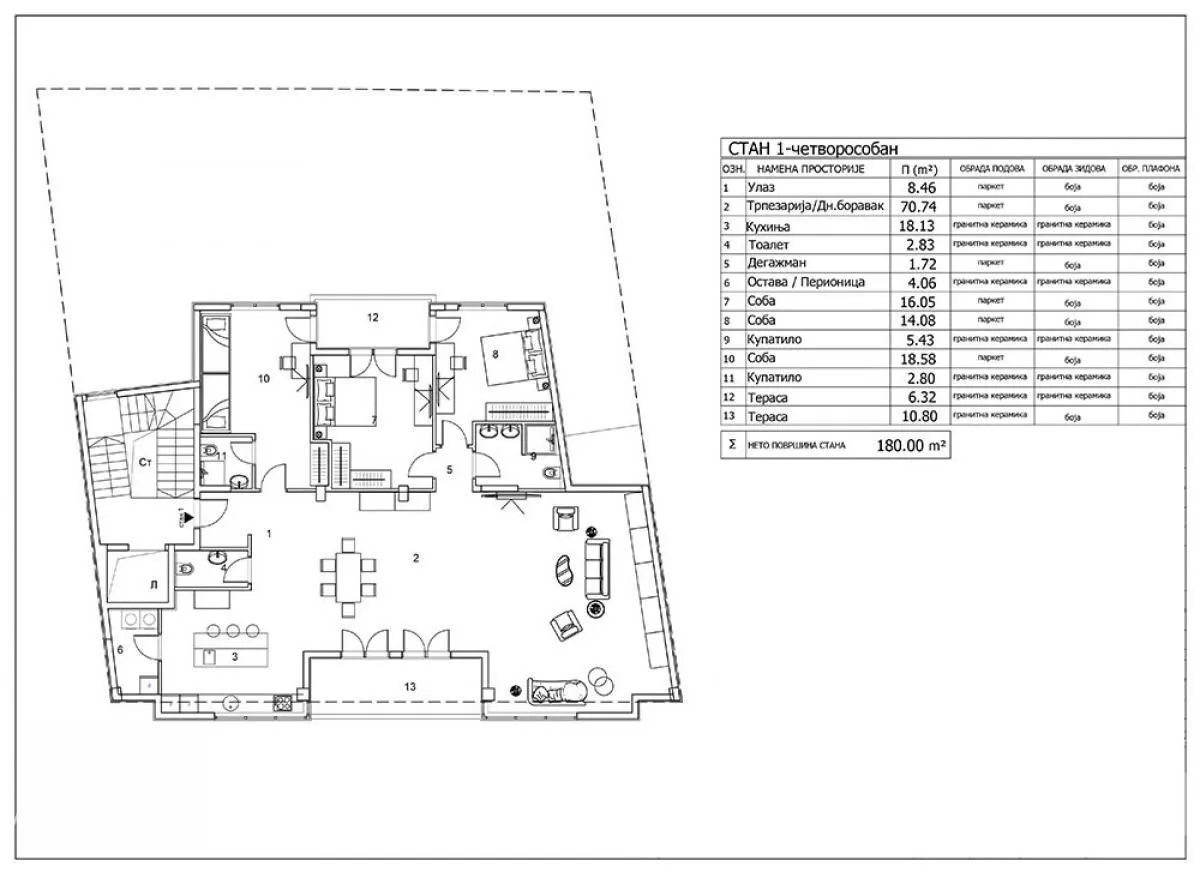 Sale, four bedroom apartment, 171m², Čubura, Beograd