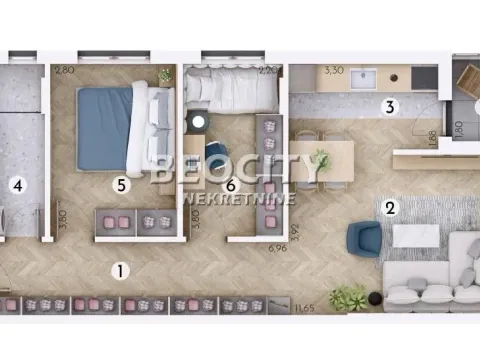 Sale, three bedroom apartment, 59m², Novo naselje, Novi Sad