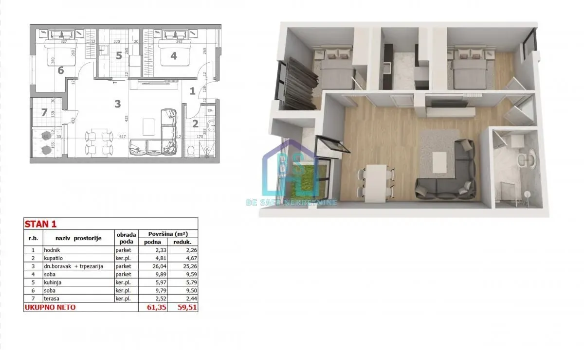 Sale, three bedroom apartment, 60m², Veternička rampa, Novi Sad Sve Podlokacije