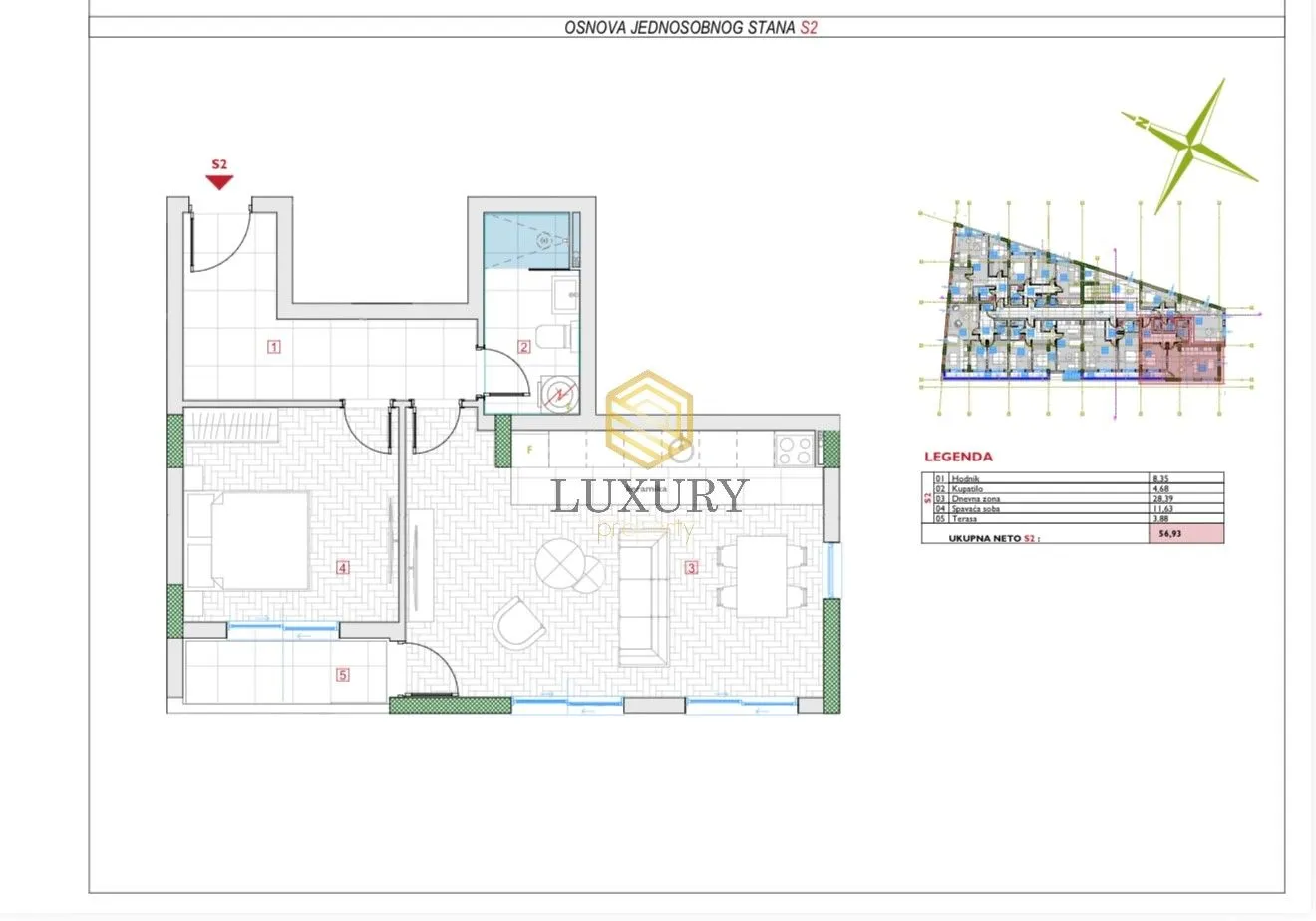 Prodaja, jednosoban stan, 57m², Zabjelo, Podgorica