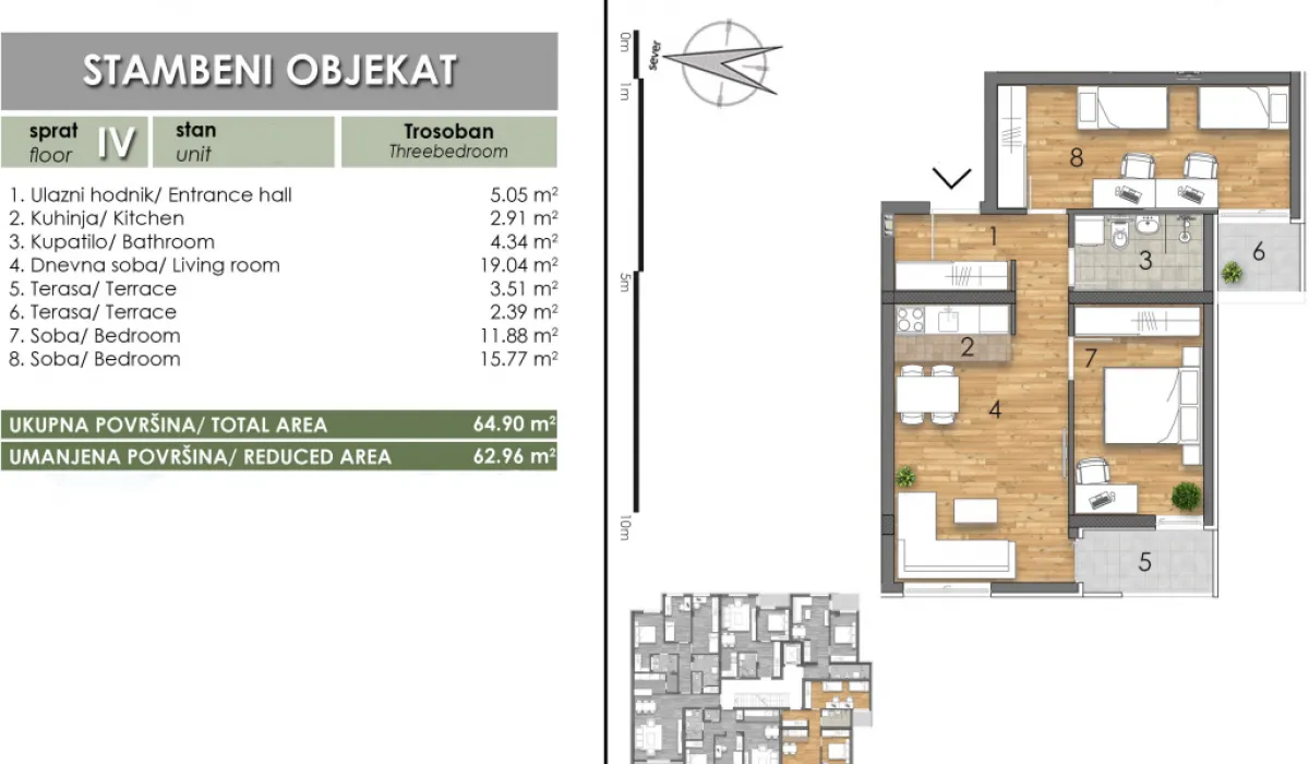 Prodaja, trosoban stan, 63m², Bulevar Oslobodjenja, Novi Sad Sve Podlokacije
