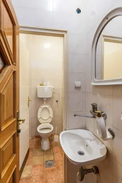 Simple bathroom with a sink, mirror, and toilet. - image 14