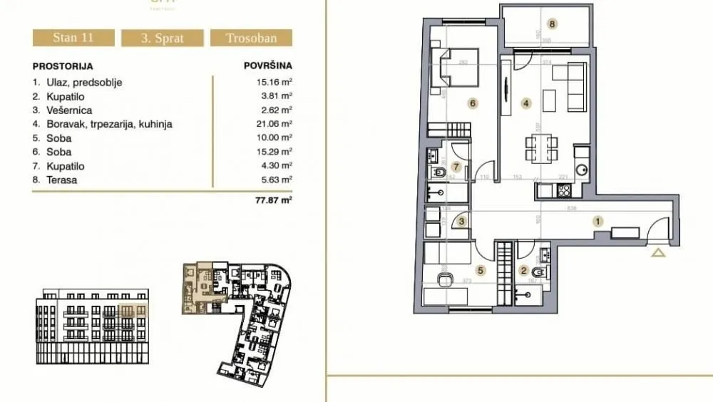 Sale, three bedroom apartment, 78m², Bežanija, Beograd