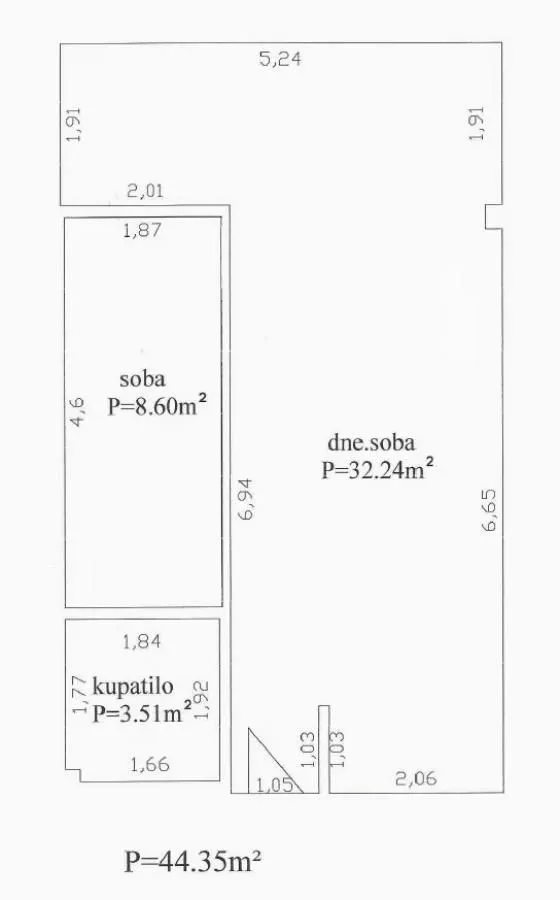 Prodaja, jednosoban stan, 44m², Maine, Budva