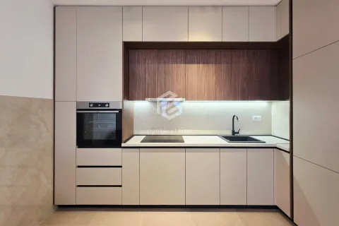 Modern kitchen with built-in cabinetry and a white countertop. - image 11
