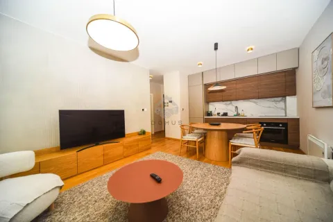 Modern living room connected with the dining area and kitchen. - image 4