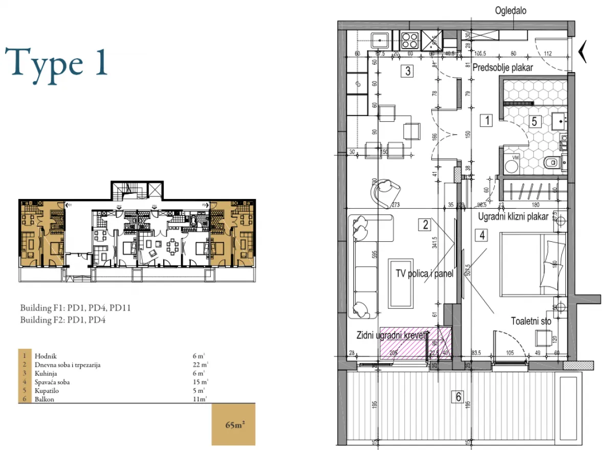 Sale, one bedroom apartment, 65m², Dobrota, Kotor