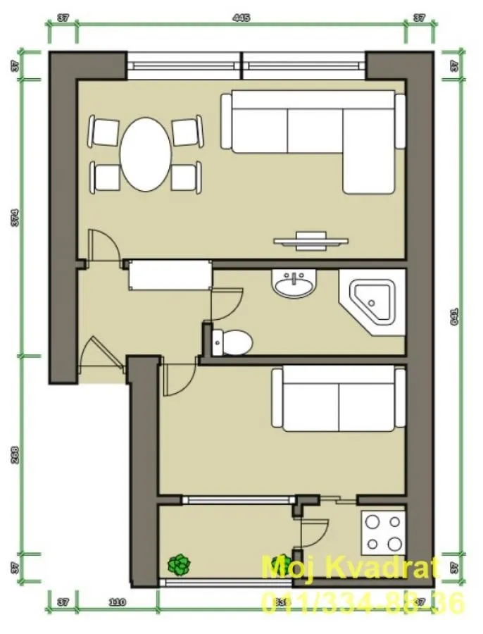 Sale, two bedroom apartment, 45m², Centar Sve Podlokacije, Beograd