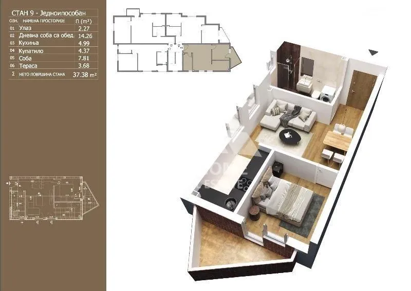 Prodaja, jednosoban stan, 37m², Kotež, Palilula Sve Podlokacije