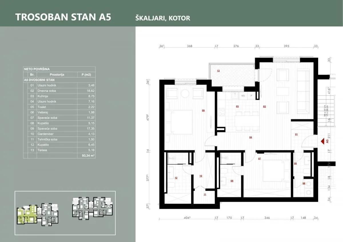 Prodaja, trosoban stan, 93m², Kotor, Crna Gora