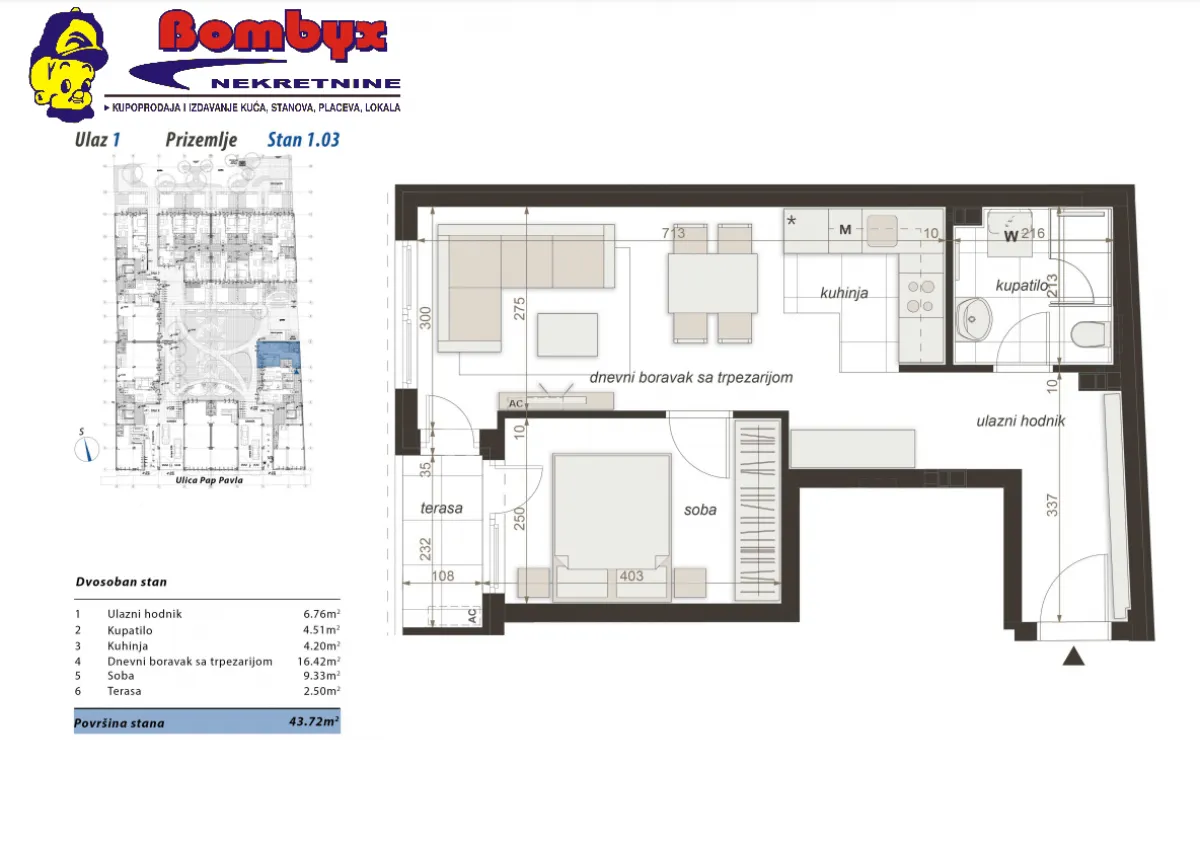 Prodaja, dvosoban stan, 44m², Centar, Novi Sad