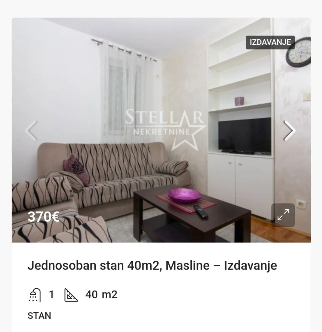 Rent, apartment, 40m², Masline, Podgorica