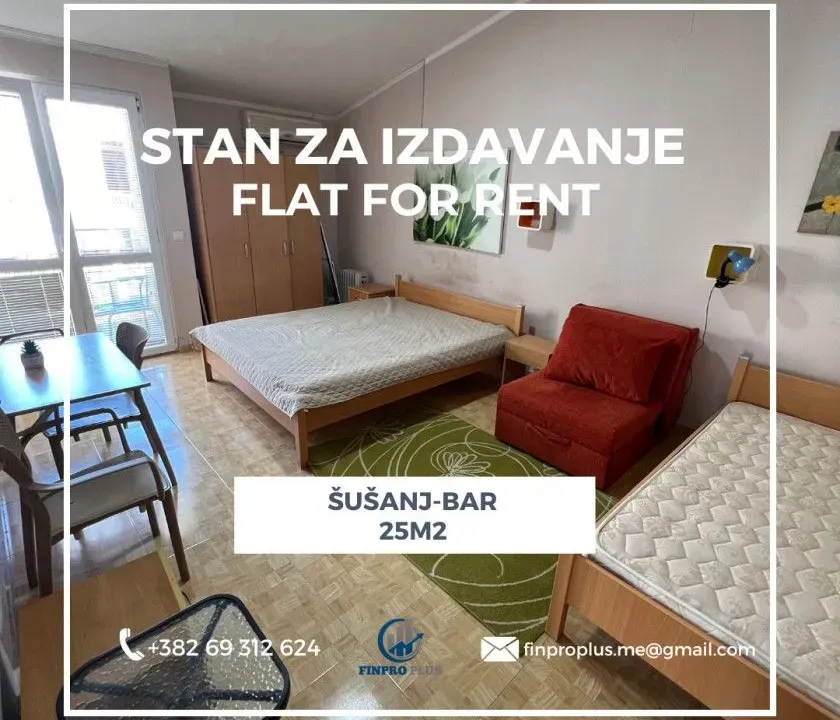 Izdavanje, stan, 25m², Šušanj, Bar