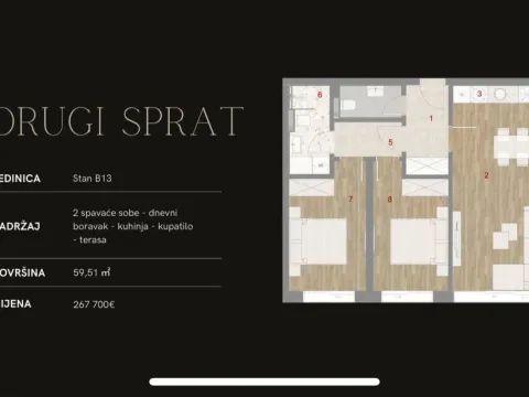 Prodaja, dvosoban stan, 51m², Muo, Kotor - image 6