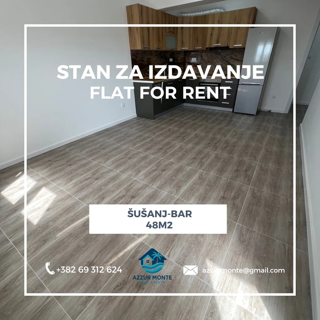 Rent, one bedroom apartment, 48m², Šušanj, Bar