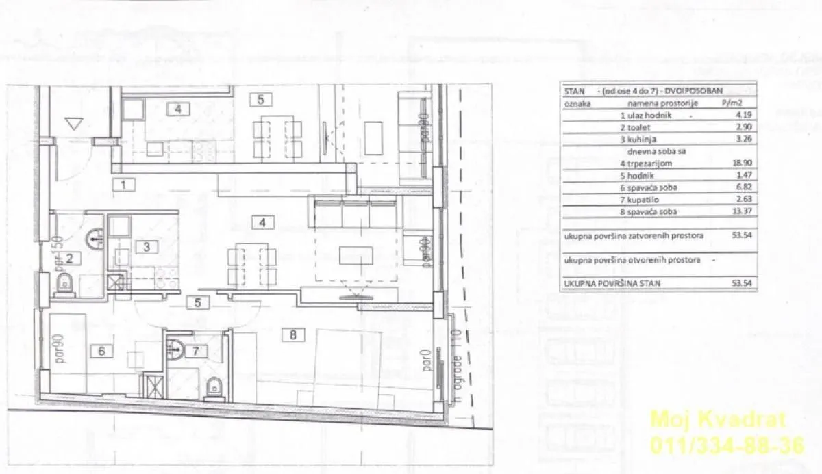 Sale, two bedroom apartment, 54m², Čukarica, Beograd