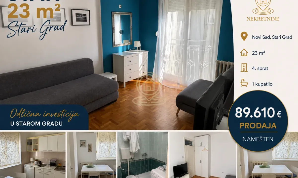 Prodaja, jednosoban stan, 23m², Stari grad, Novi Sad