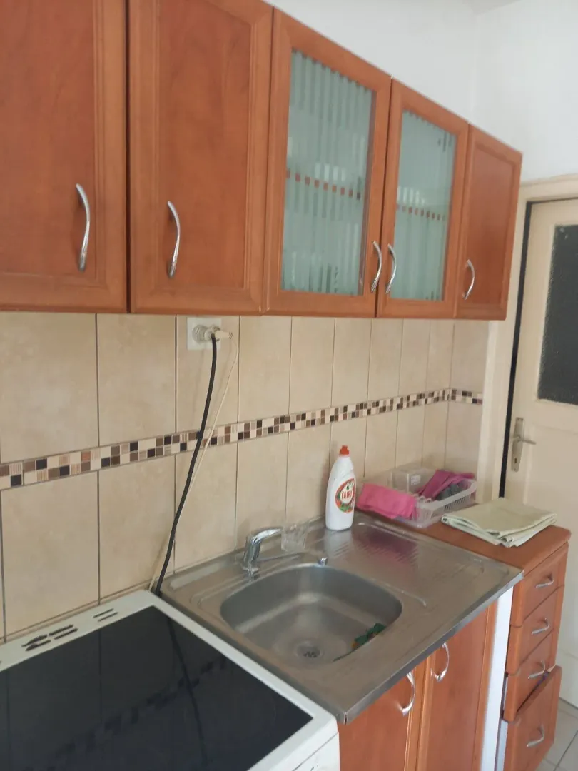 Kitchen cabinets with a sink and a cooktop.