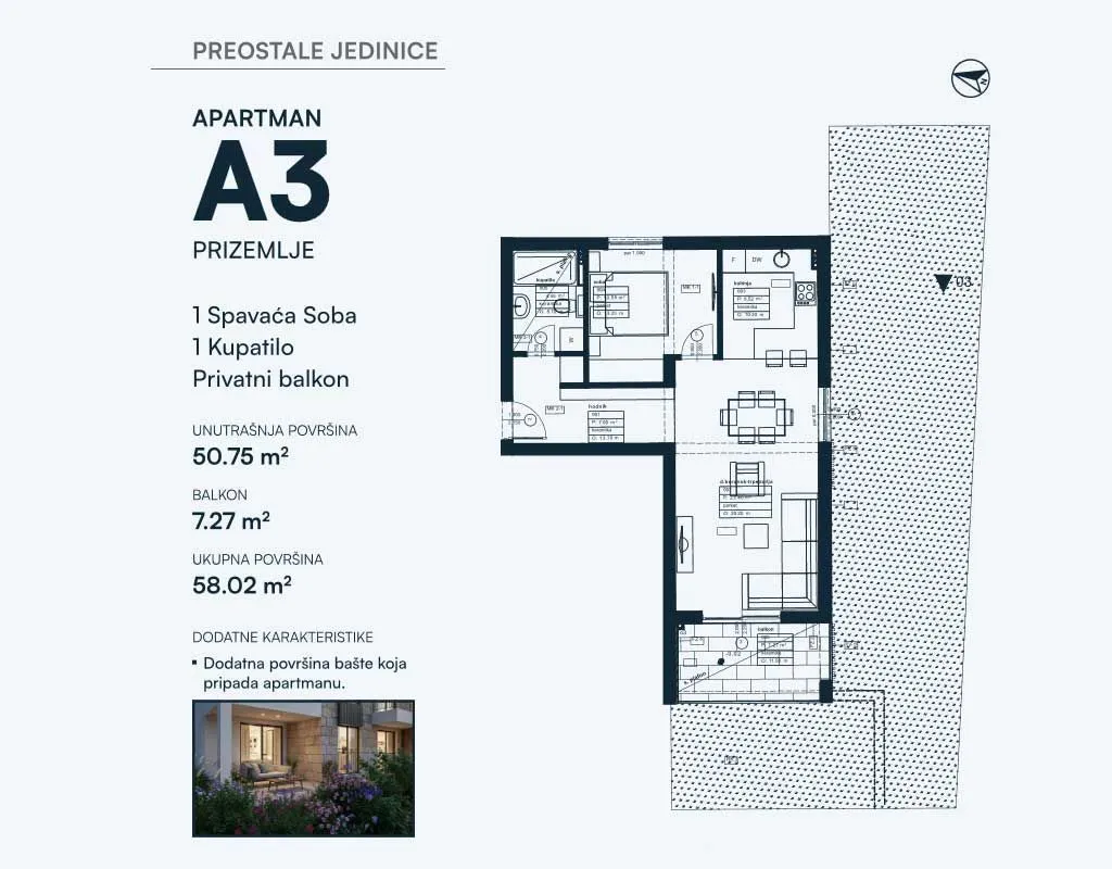 Prodaja, jednosoban stan, 58m², Dobrota, Kotor